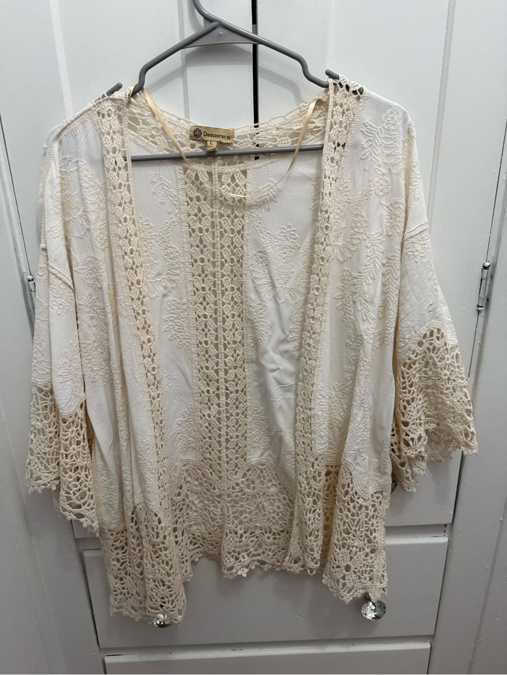 Democracy Lace Trim Tunic White Size Large